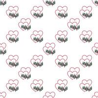 Chart and Two Minimal Hearts Financial colored seamless pattern vector