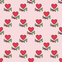 Red Heart with Candlestick Pattern I Love Trading colored seamless pattern vector