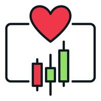 Trading Graph with Red Heart Trading colored icon or design element vector