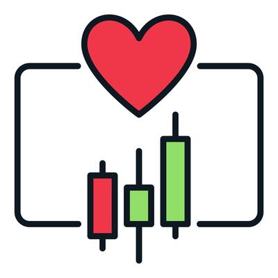 Trading Graph with Red Heart Trading colored icon or design element