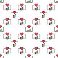 Trading Graph with Red Heart Trading colored seamless pattern vector