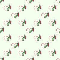 Trading Graph and Heart Combo Crypto Trading colored seamless pattern vector