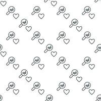 Magnifier with Candlestick Graph and Heart Love for Investing seamless pattern in thin line style vector
