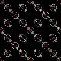 BTC and Dollar with Heart Crypto Traders and Investors seamless pattern in outline style vector
