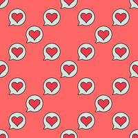 Speech Bubble with Cute Red Heart colored seamless pattern vector