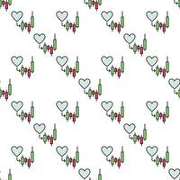 Heart with Financial Candlestick Chart colored seamless pattern vector