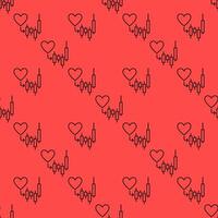 Financial Candlestick Chart and Heart linear seamless pattern vector