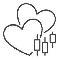 Candlestick Chart with Two Hearts Trading outline icon or symbol vector