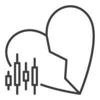 Broken Heart with Candlestick Pattern I Hate Trading icon or sign in thin line style vector