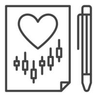 Document with Heart and Investment Chart Finance Love linear icon or symbol vector
