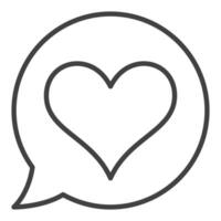 Speech Bubble with Heart thin line icon or symbol vector