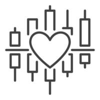 Japanese Candlestick Chart with Heart icon or symbol in outline style vector