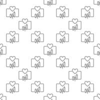 Heart and Trading Graph Trading outline seamless pattern vector