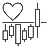 Chart with Heart Shape thin line icon or symbol vector