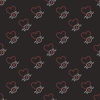 Heart and Bitcoin Financial Graph BTC Trading outline seamless pattern vector