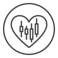 Circle with Heart and Investment Graph icon or symbol in outline style vector