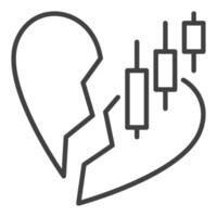 Financial Chart and Broken Heart I Don't Like Trading linear icon or symbol vector