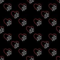 Heart and Chart thin line minimal seamless pattern vector