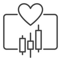 Heart and Trading Graph Trading outline icon or symbol vector