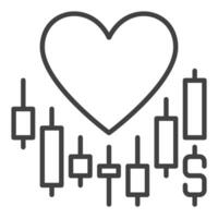 Big Heart on Chart Trading Lover thin line icon or symbol vector