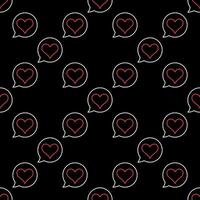 Speech Bubble with Heart thin line seamless pattern vector