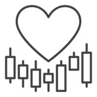Heart with Candlestick Pattern I Love Trading icon or sign in thin line style vector