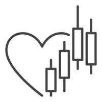 Graph and Heart Combo I Love Trading icon or sign in thin line style vector