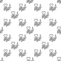 Chart with Heart Shape thin line seamless pattern vector