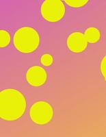 Abstract Composition of Varied-Sized Yellow Circles on a Gradient Pink-Orange Background vector