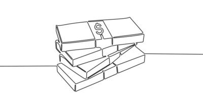 A line drawing of a stack of money vector