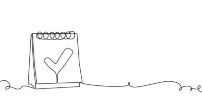 continuous line calendar icon art event time outline one agenda schedule. calender calendar line illustration appointment sketch date lineart paper holiday month check business day diary office vector
