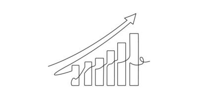A line drawing of a graph with an arrow going up vector