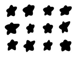Set of abstract scribble doodle stars. Hand drawn sketchy star shapes in playful style. Perfect for creative designs, kids projects, stickers, and decorative elements. vector