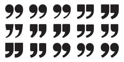 Collection of black quotation marks displayed on white background for communication purposes vector