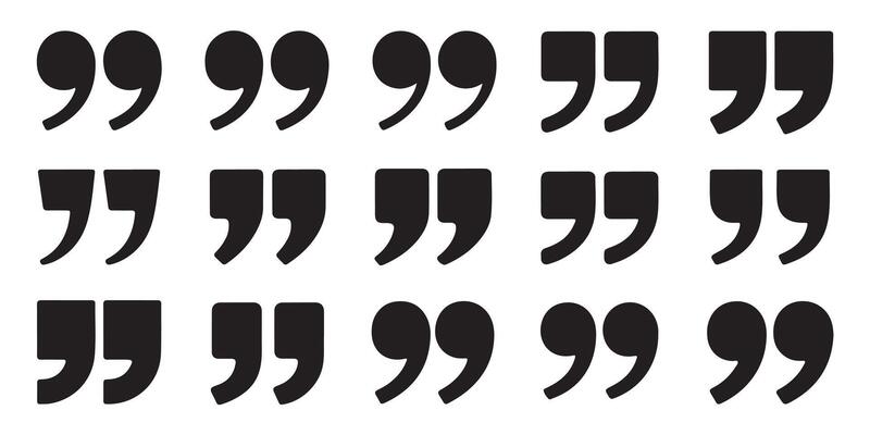 Collection of black quotation marks displayed on white background for communication purposes