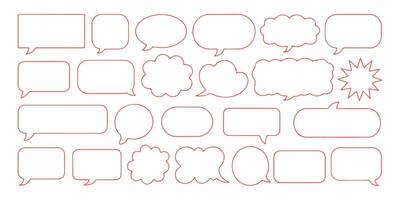 Collection of various red speech bubble shapes isolated on a white background for communication vector