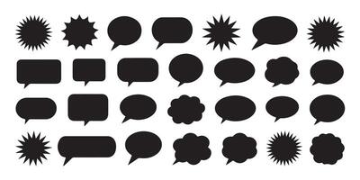 Collection of black speech bubbles and starburst shapes for graphic design elements vector