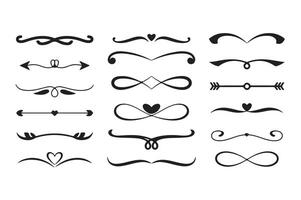 Decorative design elements collection in elegant black color for graphic design and branding projects vector