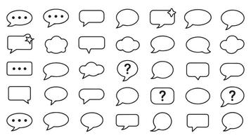 Collection of various speech bubbles and dialogue icons in outline style for communication vector