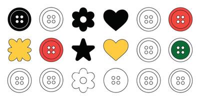 Colorful buttons and fun shapes on white background in a modern minimalistic style vector