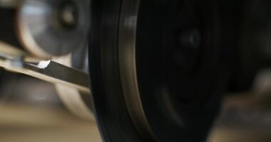 Production of cardboard. Close-up of the details of the cardboard production machine at the factory photo