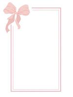 Elegant frame in pink with a lush bow on a white background vector