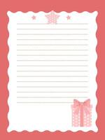 PCute page template for notebook or diary in pink color with gift boxrint vector