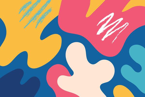 Colorful Fluid Abstract Design with Crayon Brush Marks