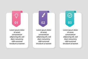 Step-by-step infographic cards with flat icons and text vector
