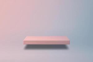 Minimal pink floating shelf with soft gradient background vector