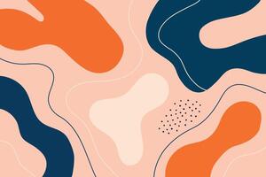 Neutral Abstract Organic Shapes with Orange and Blue Blobs vector
