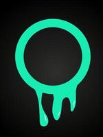 Green circle with a dripping liquid on black background vector