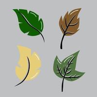 Leaves cartoon illustration set vector