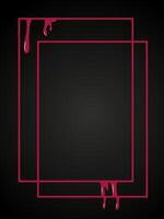 Blood dripping on a black background with a red frame vector